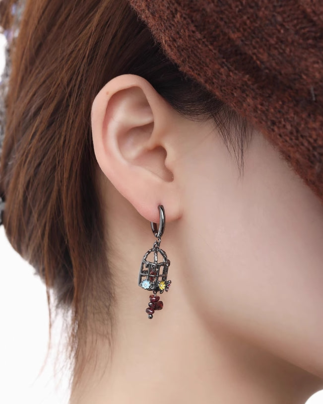 Flower Bird Cage Earrings 02