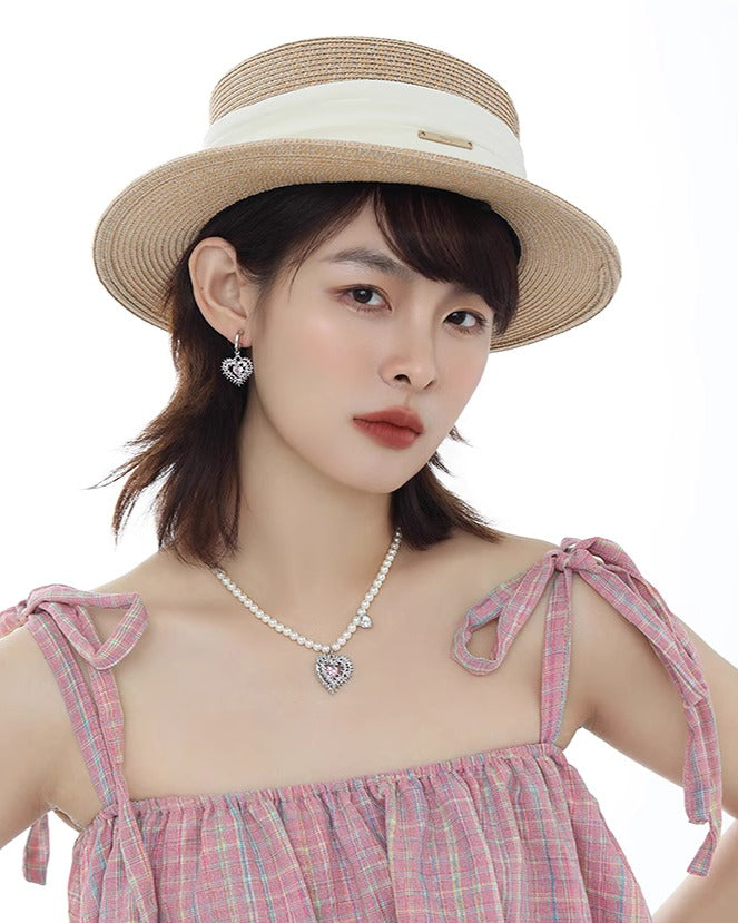 Pink Heart Spiked Thorn Earrings 02