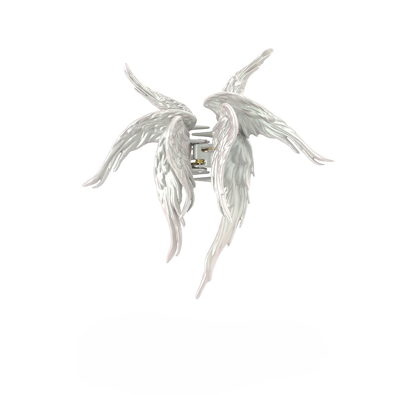 Crow Angel Wing White Hair Clip