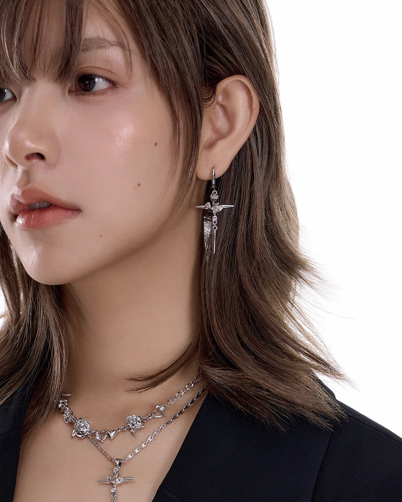 Rose Cross Earrings
