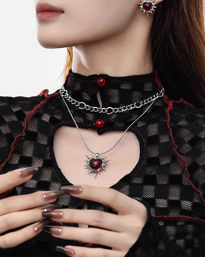 Spiked Heart Layer Necklace