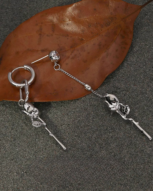 Thorn Rose Asymmetrical Earrings