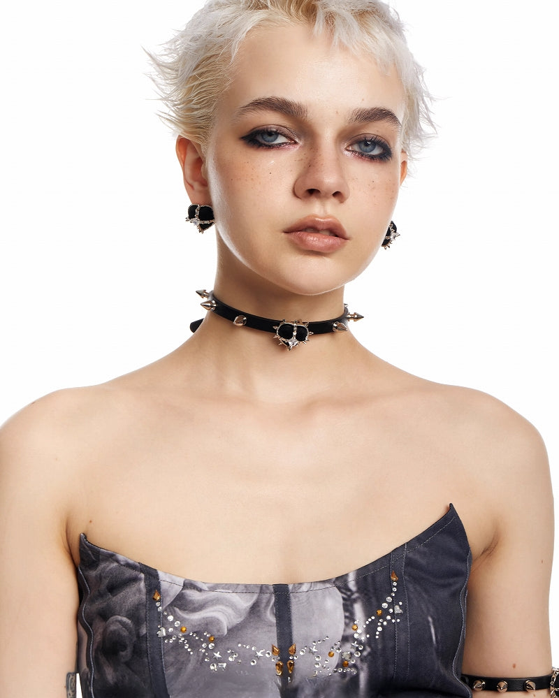 Black Heart Evil Woman Spiked Choker