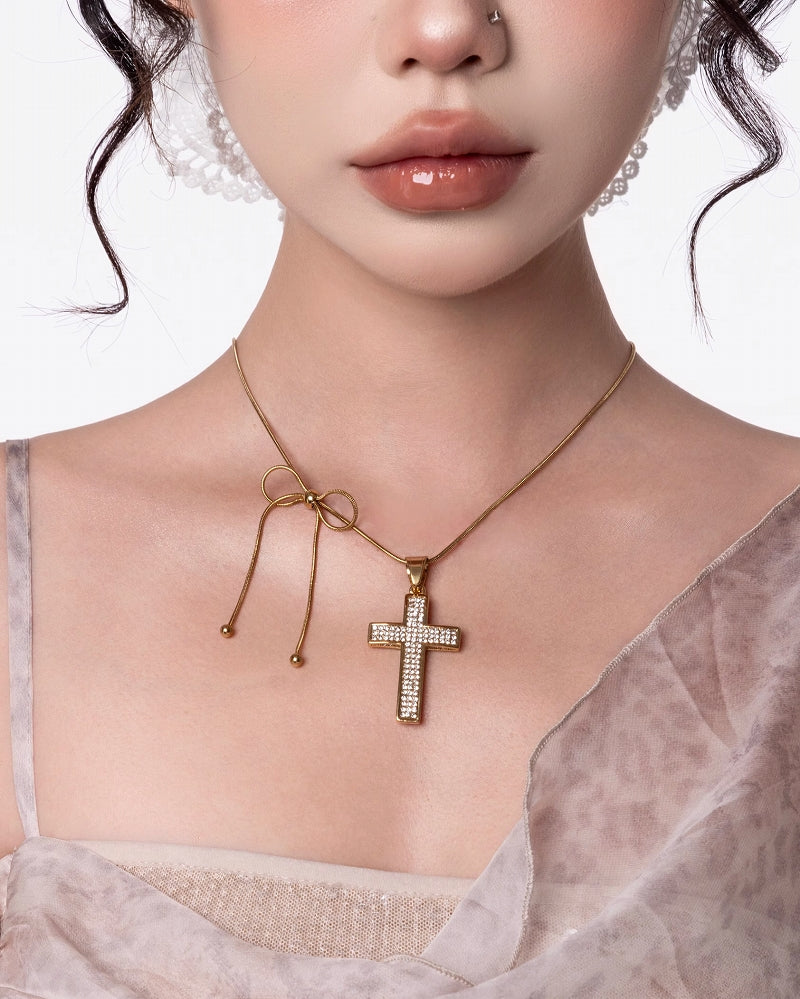 Cross Bowknot Necklace