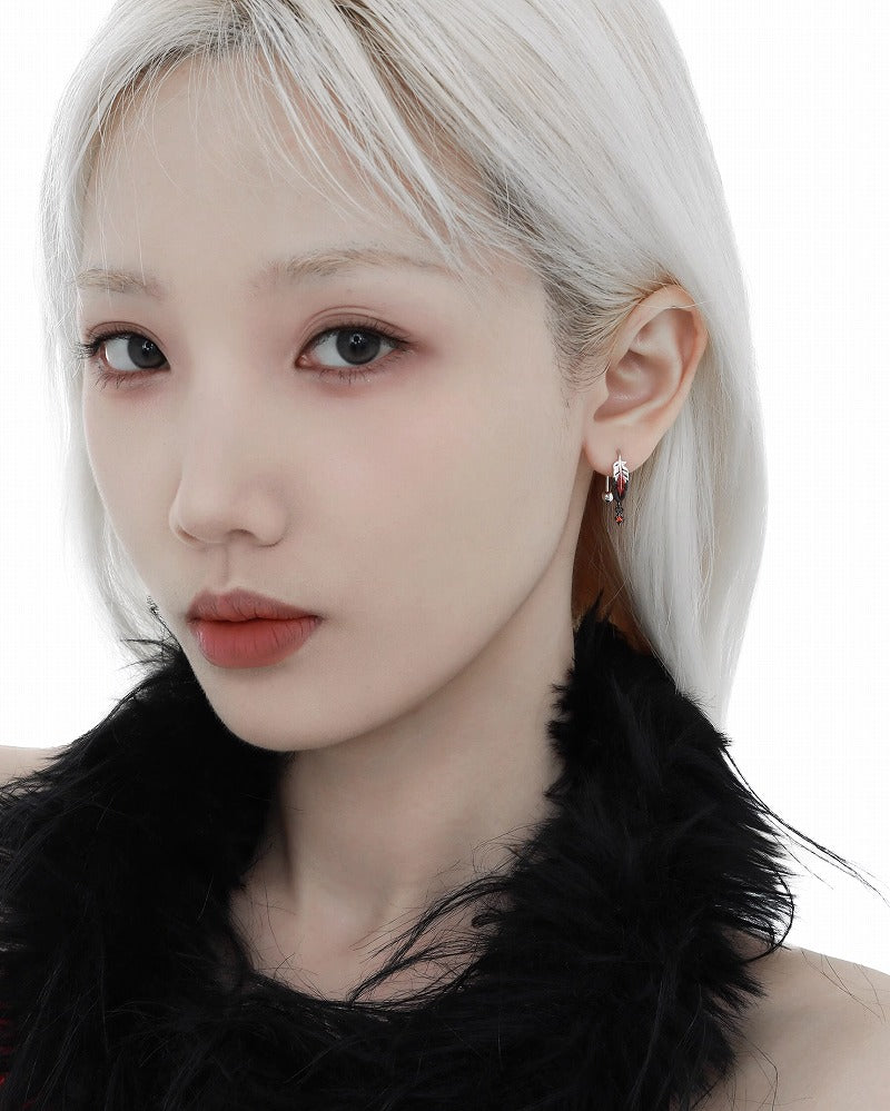 Floating Crane Feather Star Earrings