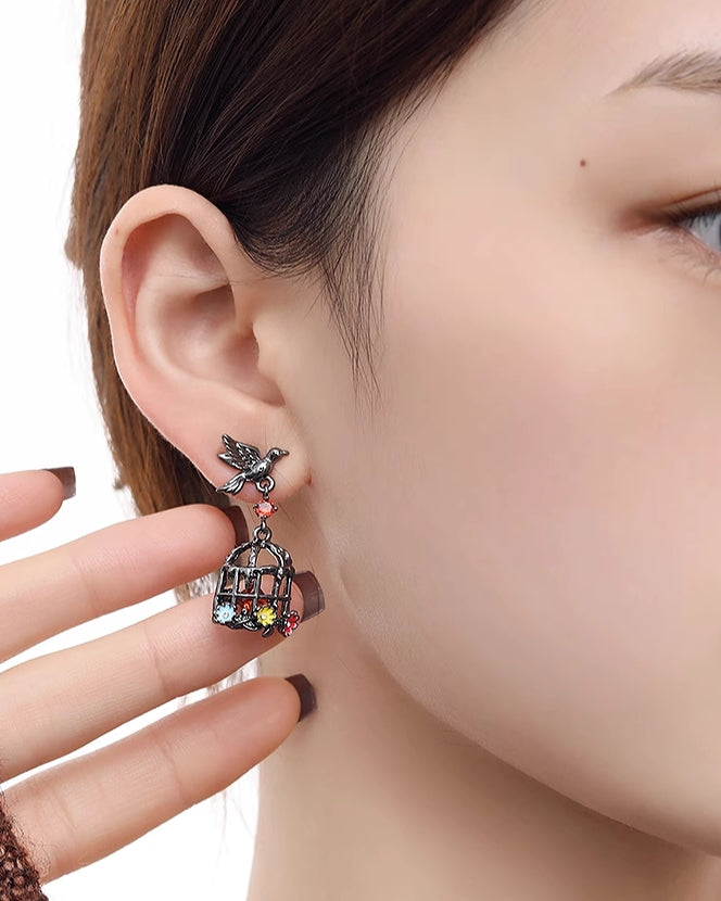 Flower Bird Cage Earrings 03