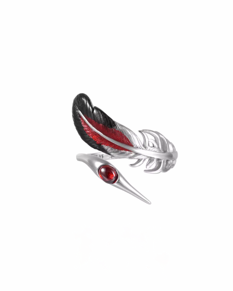 Floating Crane Feather Open Ring