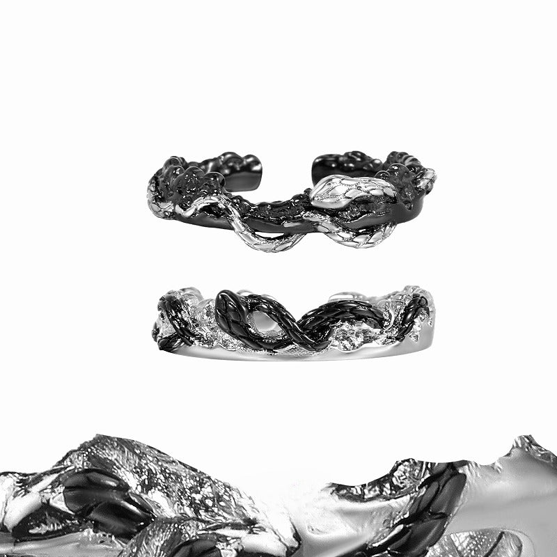 Twin Snake Cross Open Ring