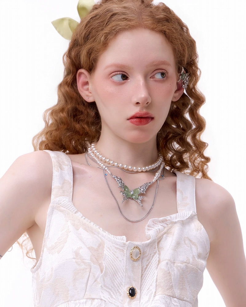 Mint Green Butterfly Layer Necklace