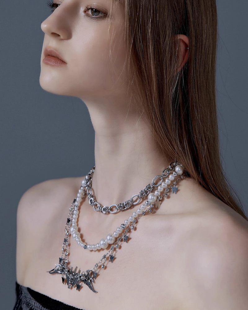 Wings Pearl Butterfly Layer Necklace