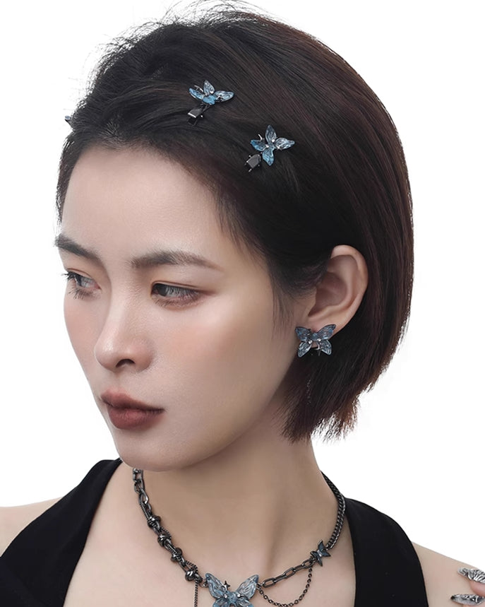Ice Blue Butterfly Hair Clip