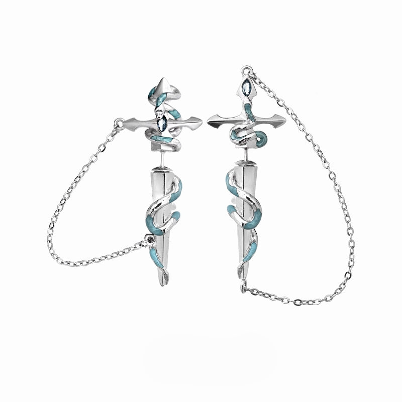 Frozen Snake Garden Sword Earrings