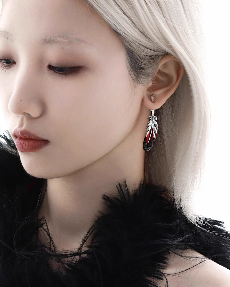 Floating Crane Feather Earrings