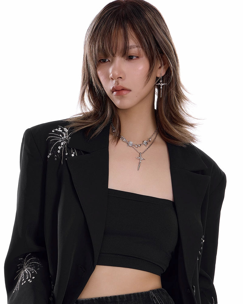 Rose Cross Layer Necklace