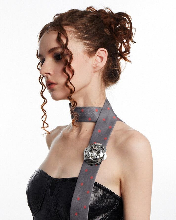 Black and White Flower Scarf