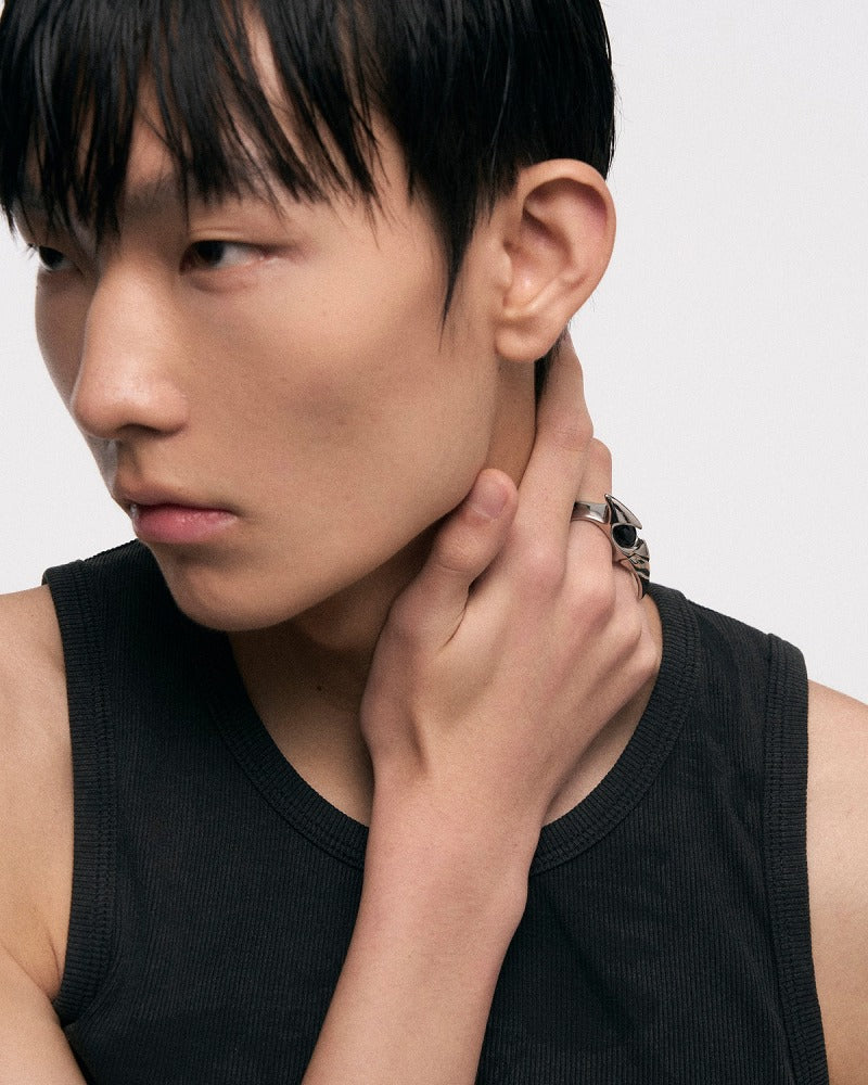 Three Snake Black Ring