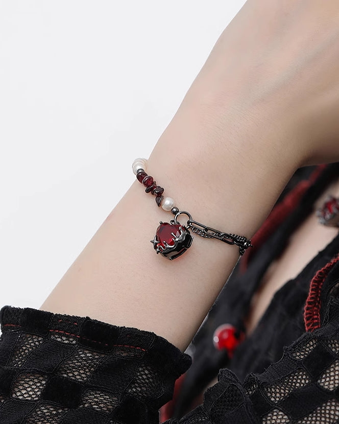 Pomegranate Red Heart Bracelet