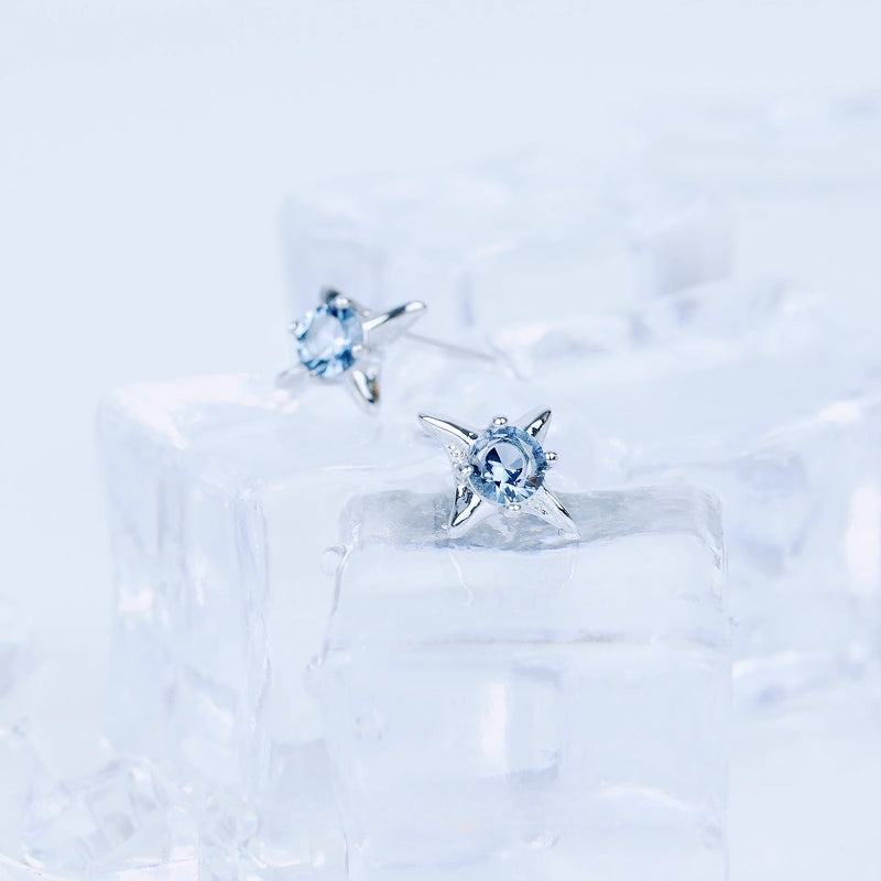Star Fall Blue Zirconia Earrings