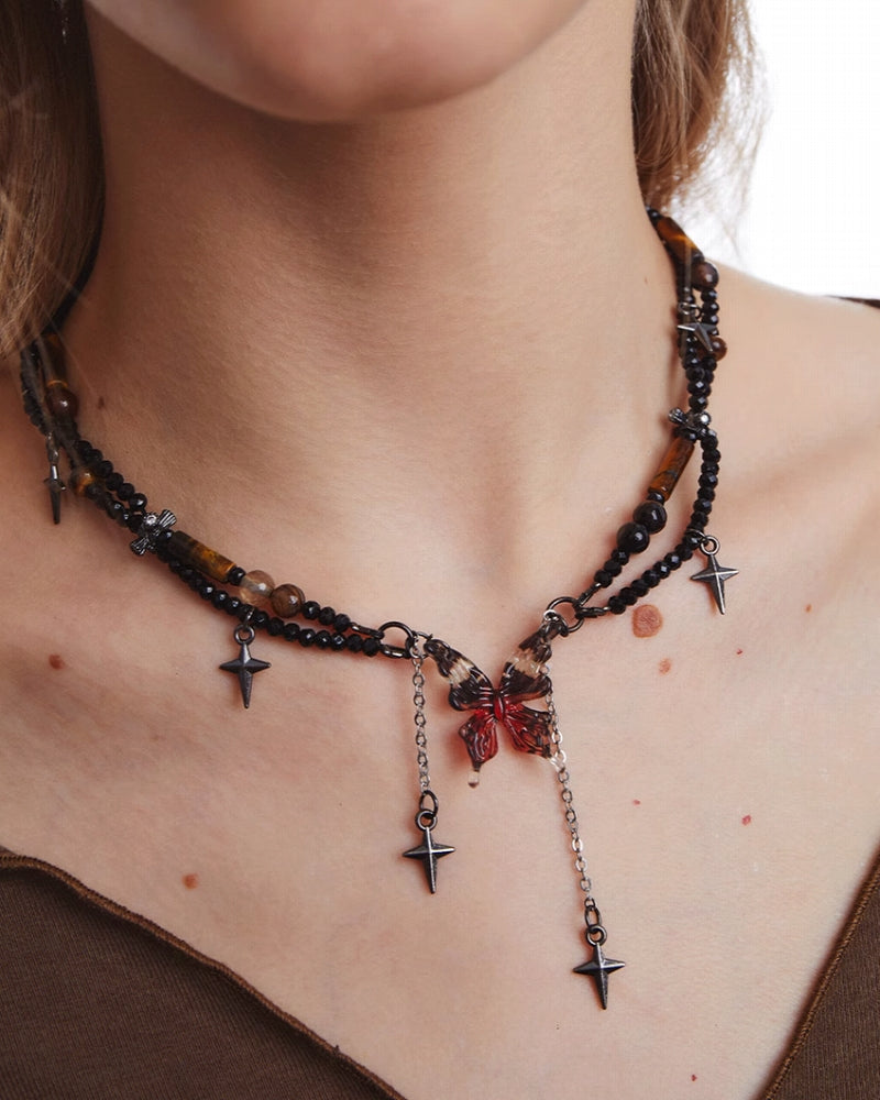 Caramel Butterfly Star Necklace