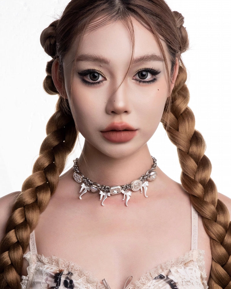 Retro Pearl Bow Choker