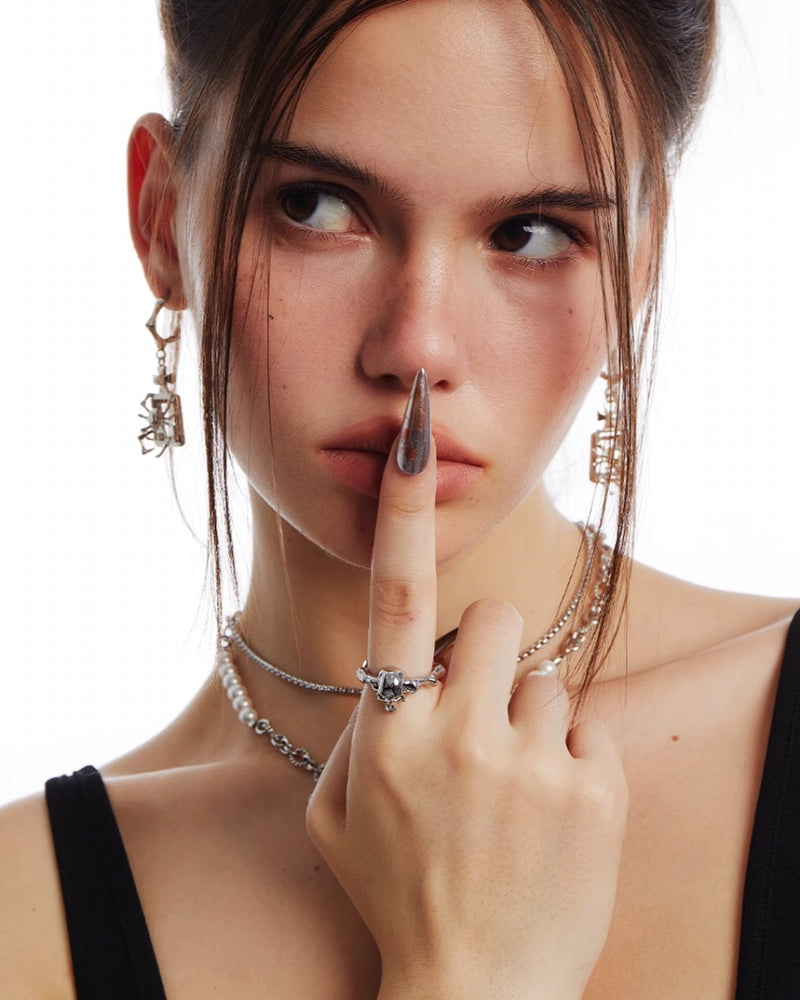 Hunting Spider Skull Open Ring 01