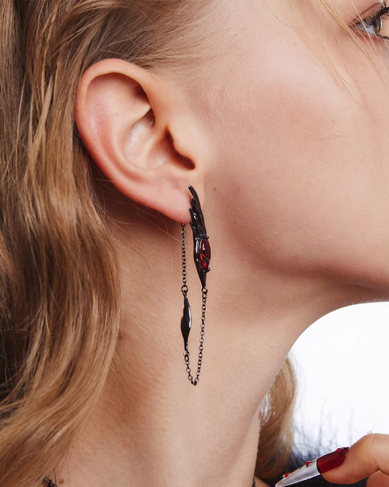 Raven Wings of Evil Tassel Earrings