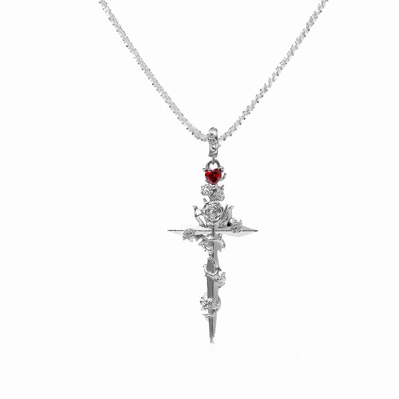 Forbidden Rose Cross Necklace