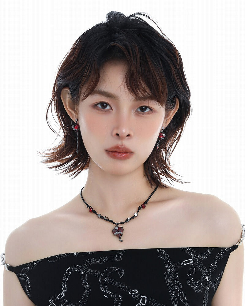 Wine Red Love Snake Necklace