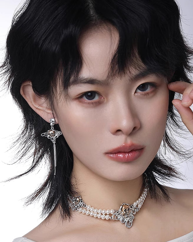 Skull Undead Tassel Earrings