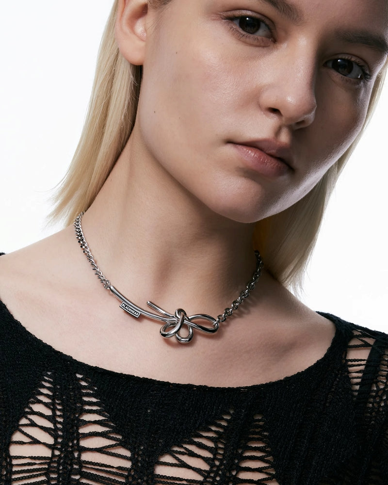 B Label Knot Necklace