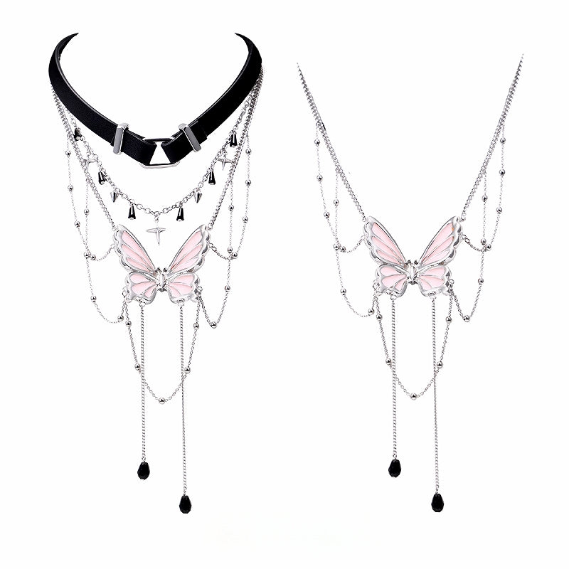 Three Dimensional Butterfly Choker & Necklace