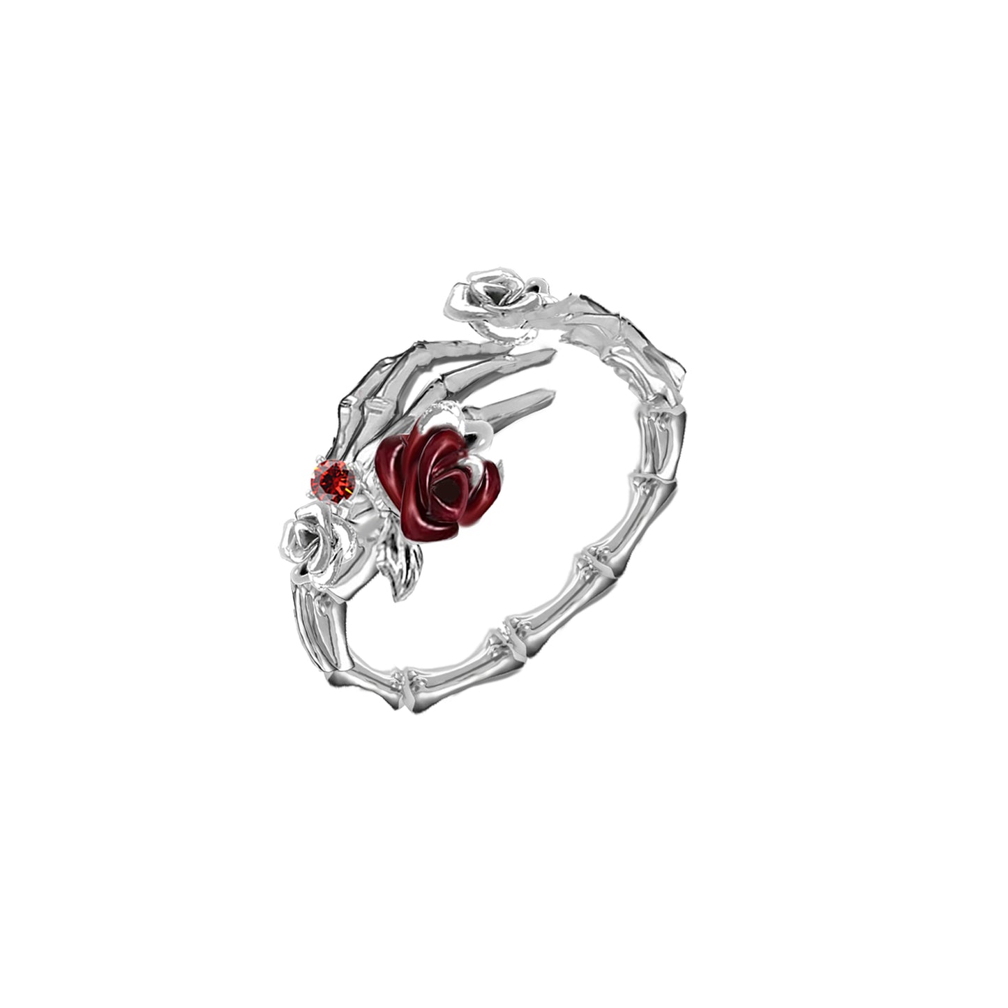 Skeleton Dark Rose Open Ring