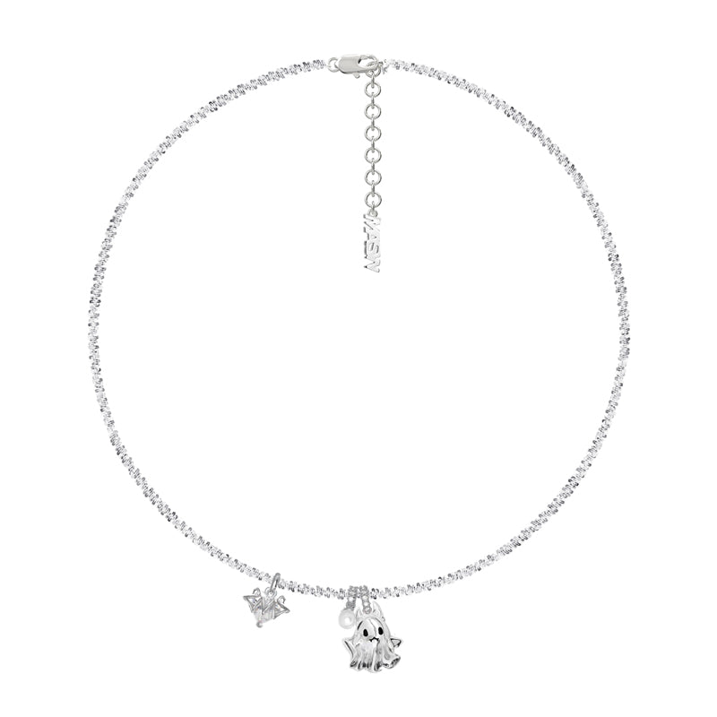 Carnival Ghost Pink Bat Necklace