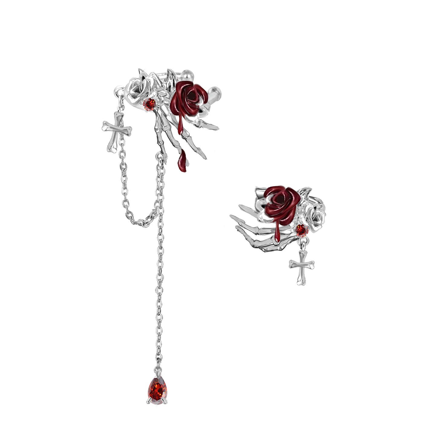Skeleton Dark Rose Asymmetrical Cuffs