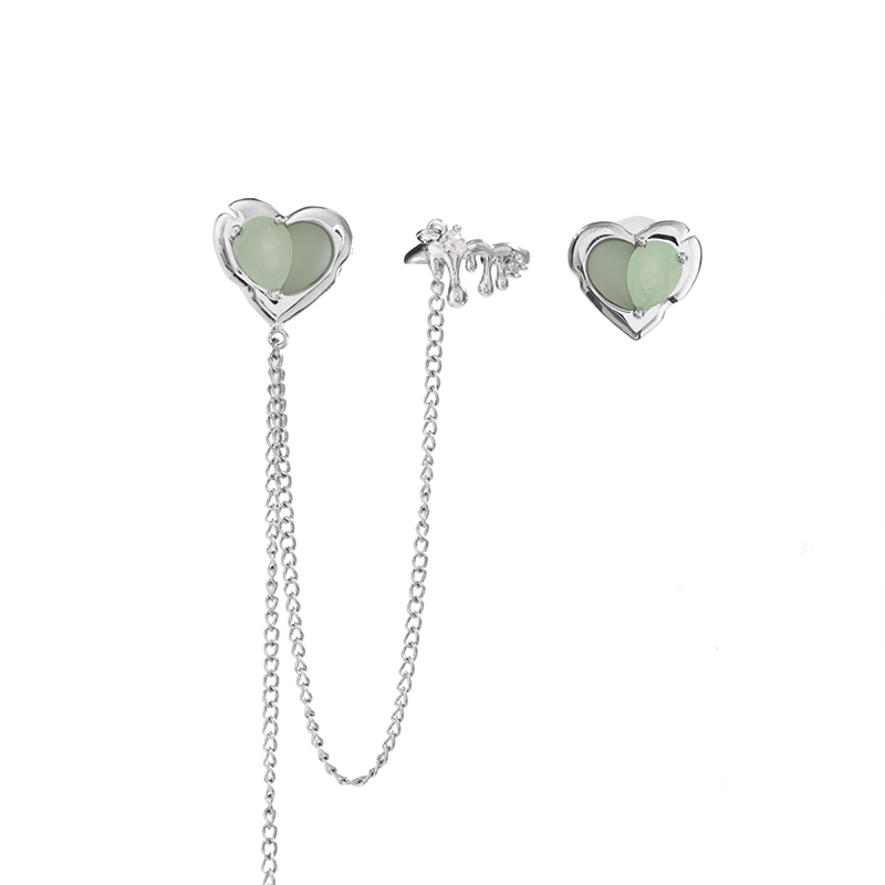 Green Tea Heart Earrings & Cuff