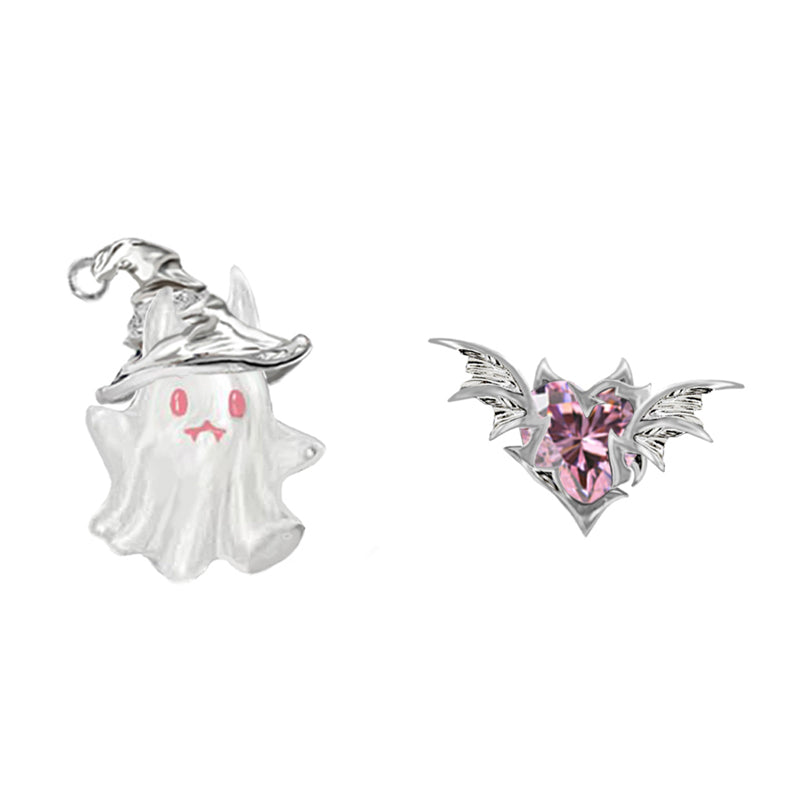 Carnival Ghost Heart Bat Earrings