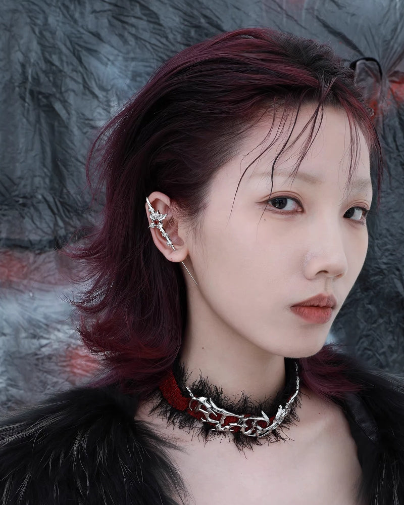 Forbidden Rose Red Heart Earrings