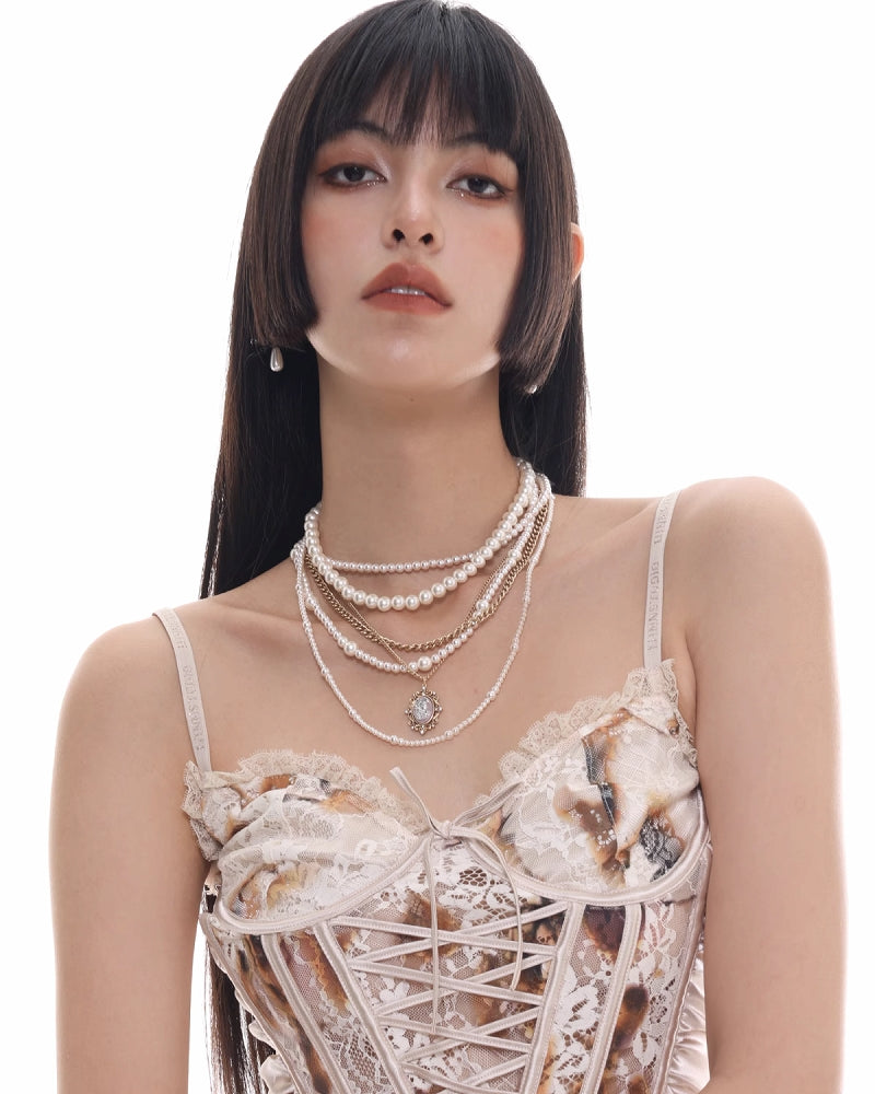 Picture Frame Retro Multi Layer Necklace