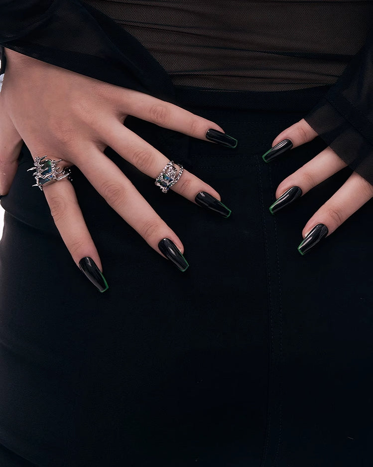 Dark Erosion Rheology Blue Emerald Ring