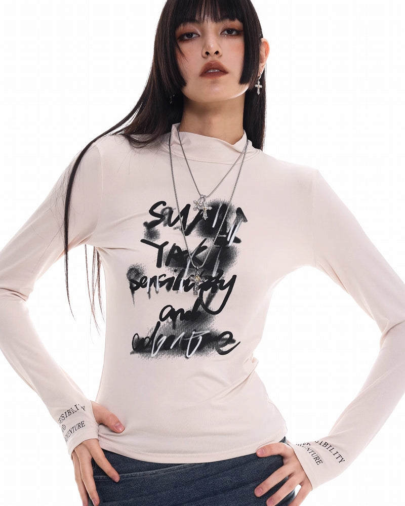 Graffiti Cross Long Necklace