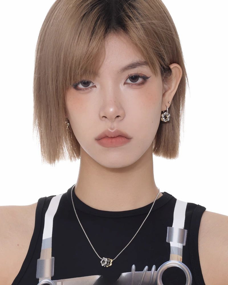 Small Flower Three Color Earrings