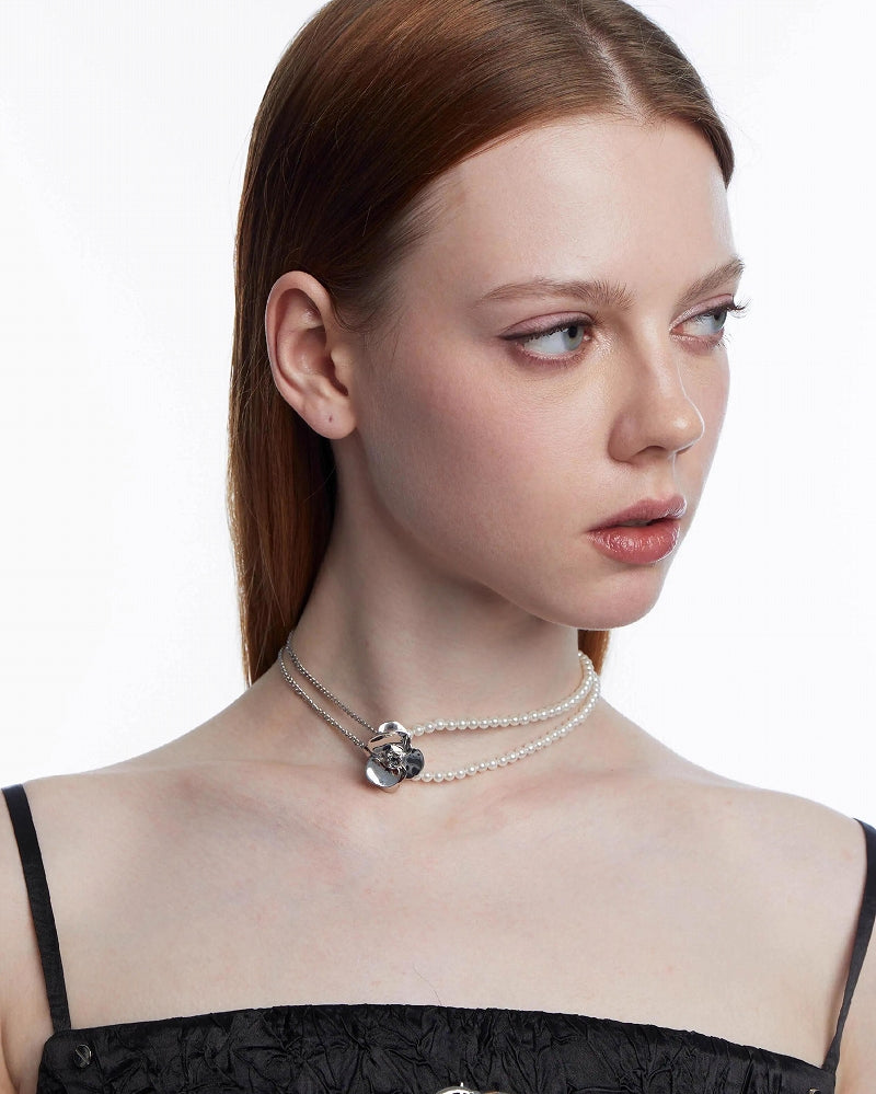 Iris Flower Pearl Layer Choker