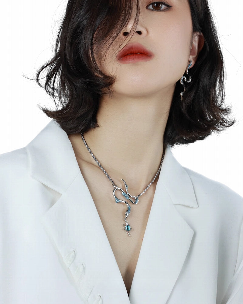 Ice Snake Blue Necklace