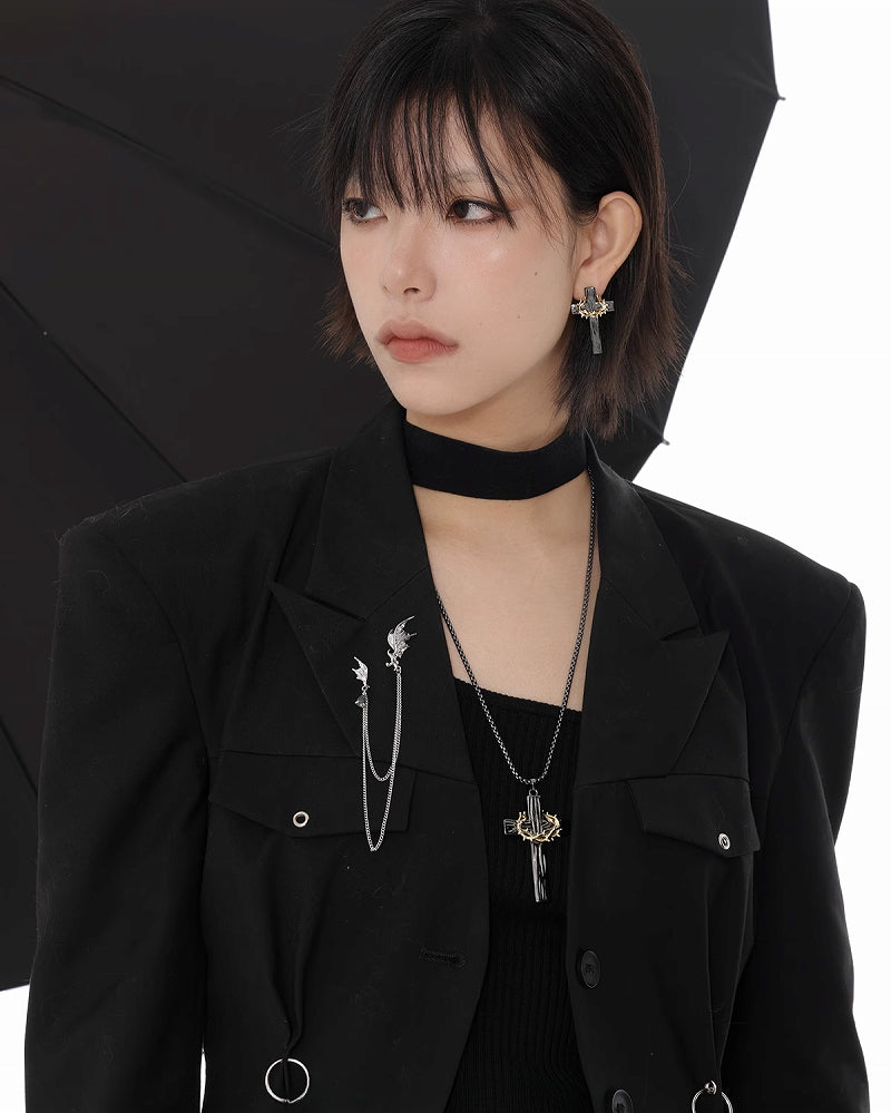 Thorn Cross With Thorn Crown Necklace