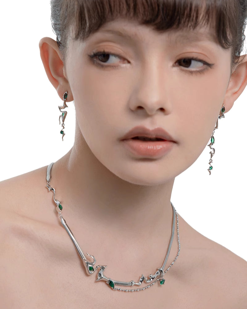 Snake Dance Asymmetric Long Earrings