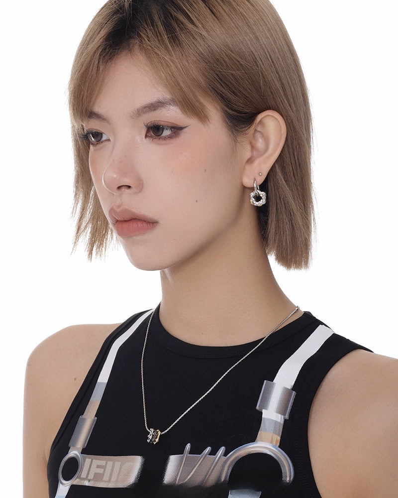 Small Flower Three Color Necklace