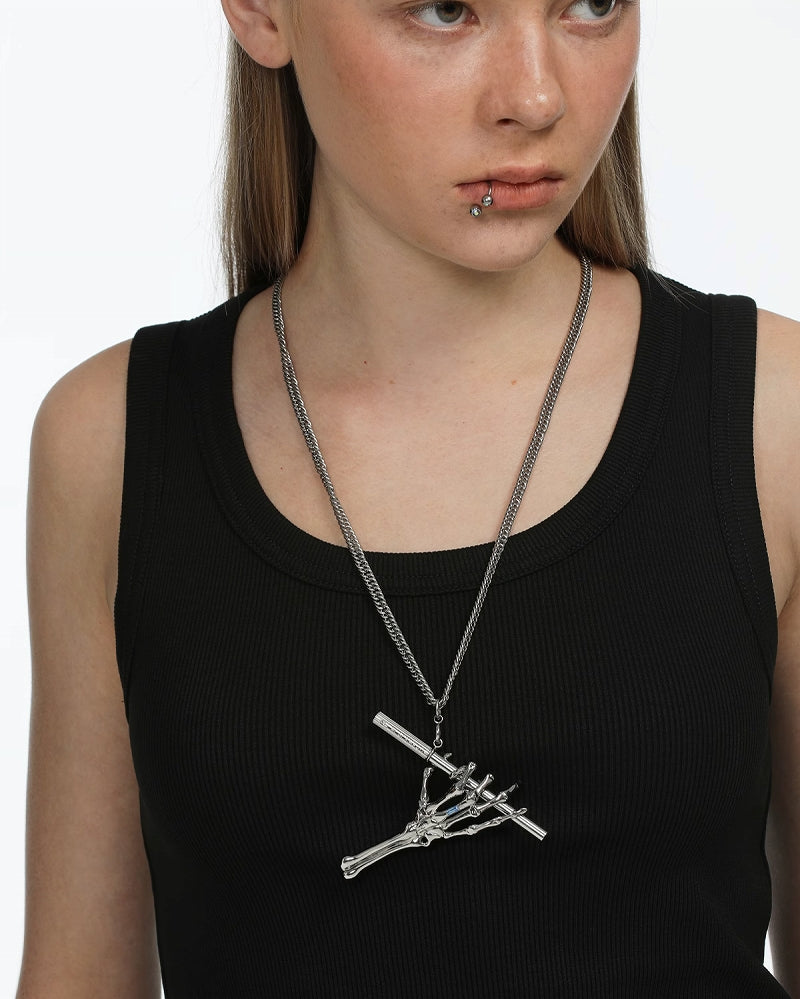 The X-Files Skeleton Holding Cigarette Necklace