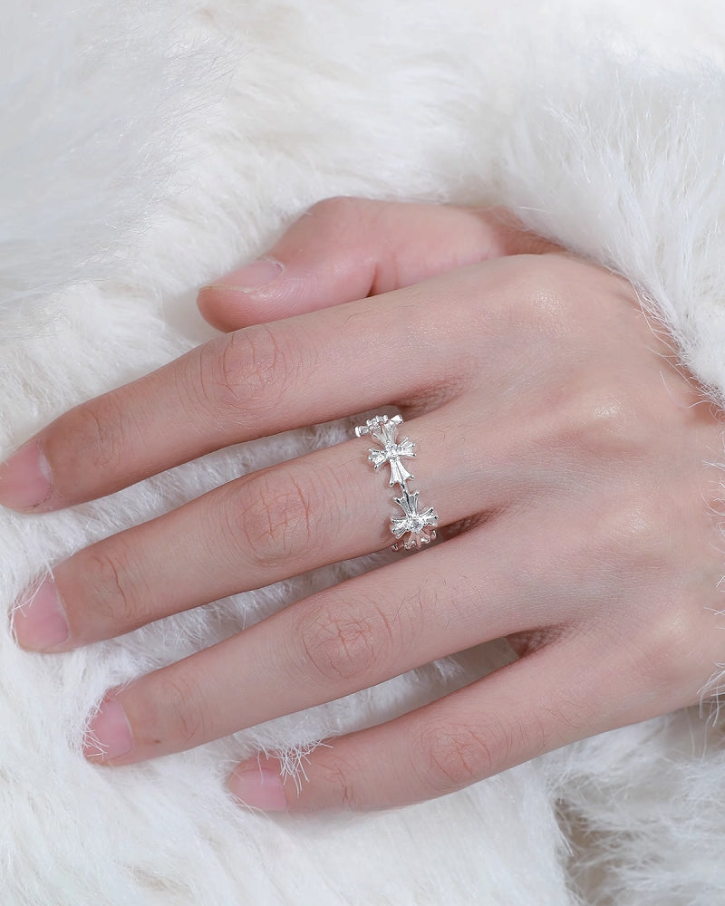 Rose Followers Cross Ring