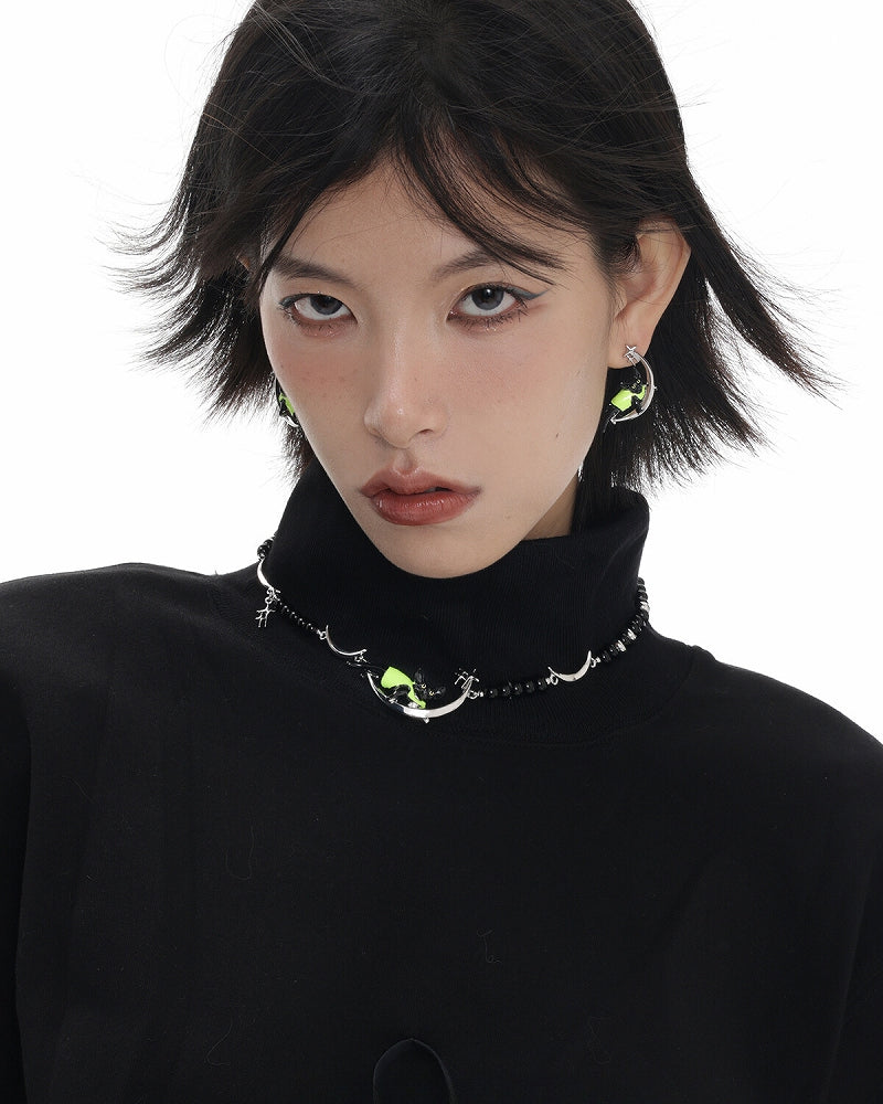 Devon Moon Green Cat Earrings