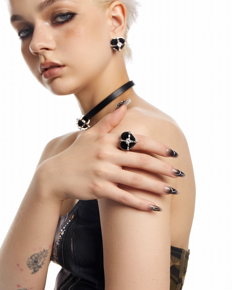 Black Heart Evil Woman Ring